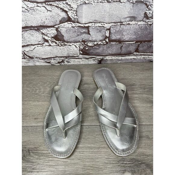 Madewell Boardwalk Silver Metallic Leather Thong Sandals Women’s Sz 6.5M US/37EU - Picture 13 of 16